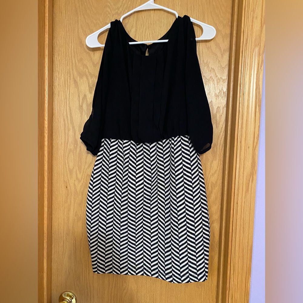 Black and White Striped Dress Small